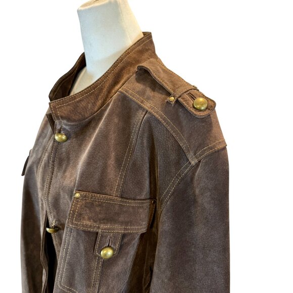 Vintage Brown Leather Jacket – Military Style - Picture 1 of 9